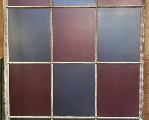 Steel Sash 12 Lite / Blue & Purple Glazed With Three Form Panel