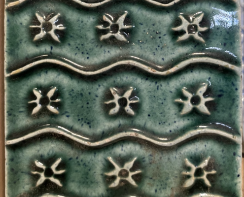 Vintage Tile (Green With Flowers)