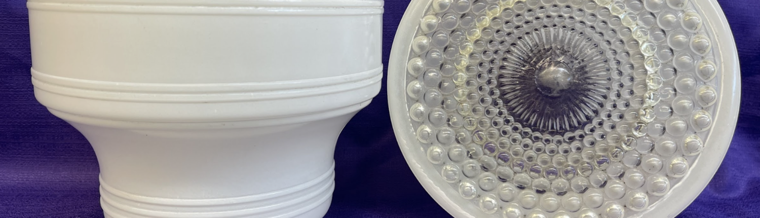 Vintage Milk Glass And Clear Schoolhouse Shades