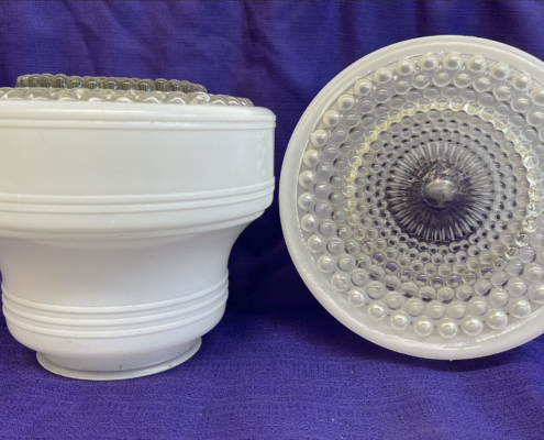 Vintage Milk Glass And Clear Schoolhouse Shades